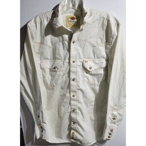 Larry Mahan Western Shirt Mens Small White Stripe Diamond Pearl Snap Cowboy
